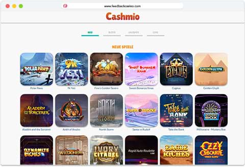 Screenshot der Cashmio-Spielseite